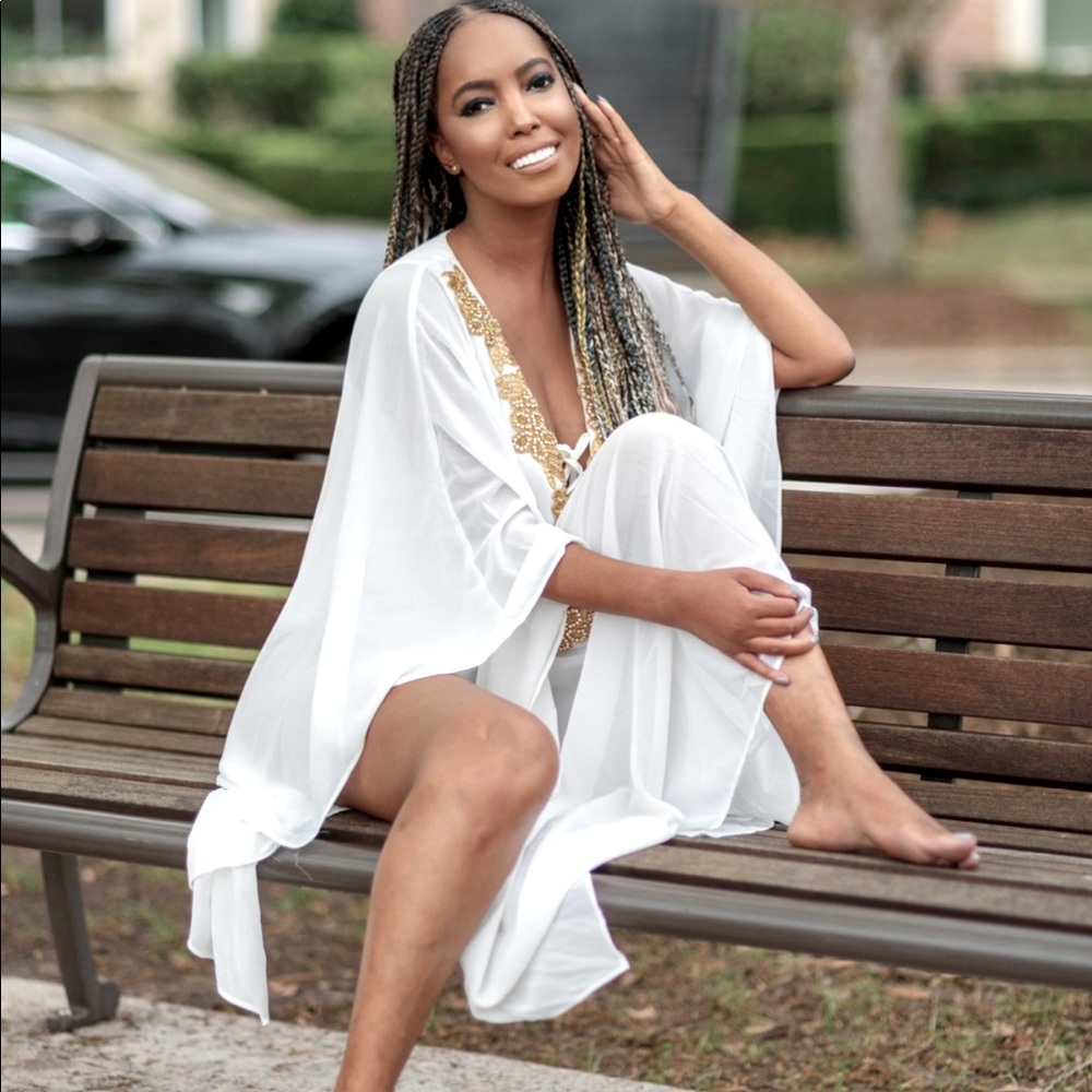 Semi sheer white cover up